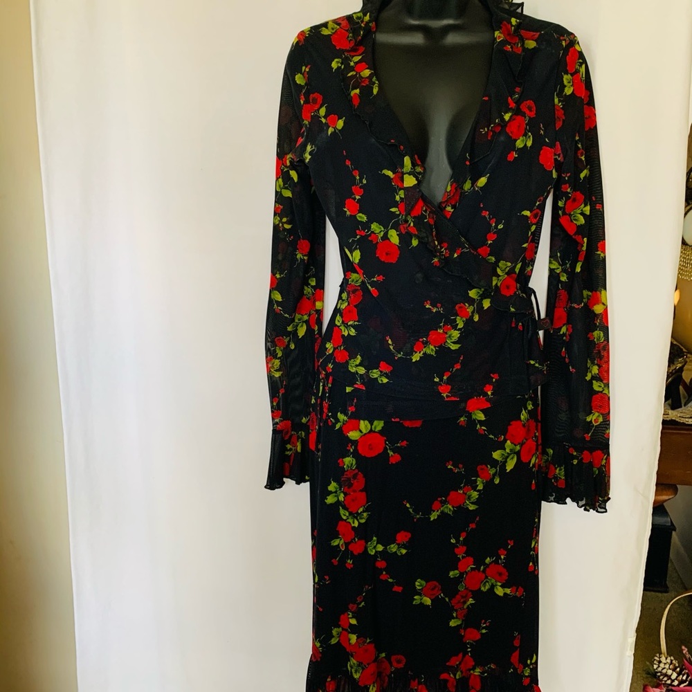 XOXO Skirt and Wrap Blouse Suit